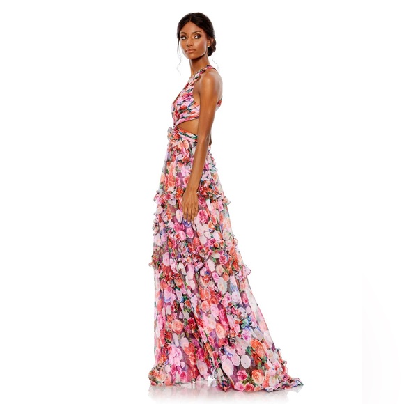 Mac Duggal 68076 Ruffled Cut Out Sleeveless Gown NWT Multi - Picture 6 of 10